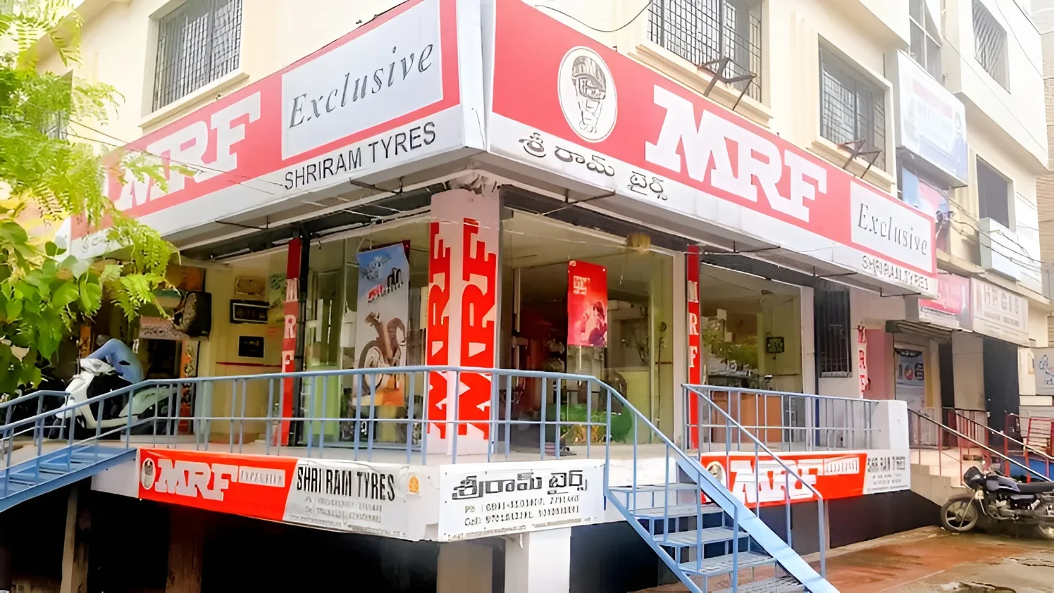 SHRI RAM TYRES MRF Exclusive Showroom exterior in Dondaparthi, Visakhapatnam